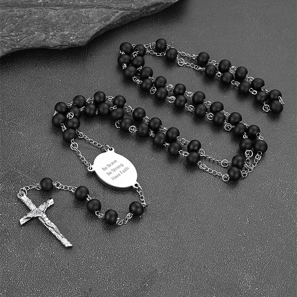 Custom Catholic Rosary Beads Necklace with Picture for Men