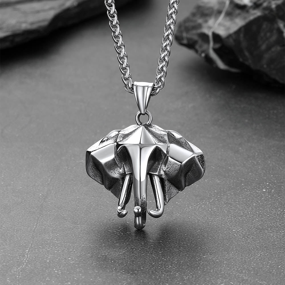 Stainless Steel African Elephant Necklace for Men