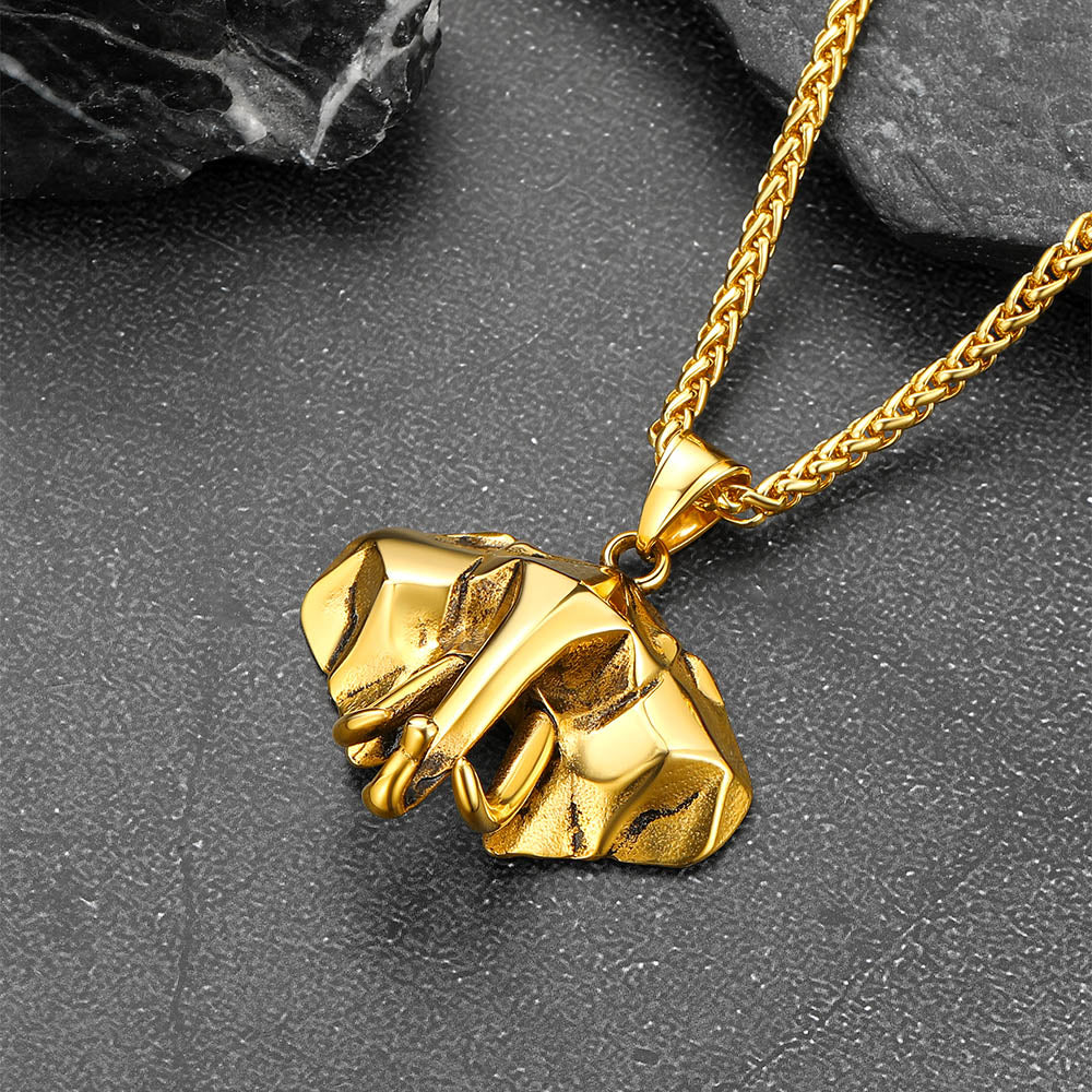 Stainless Steel African Elephant Necklace for Men