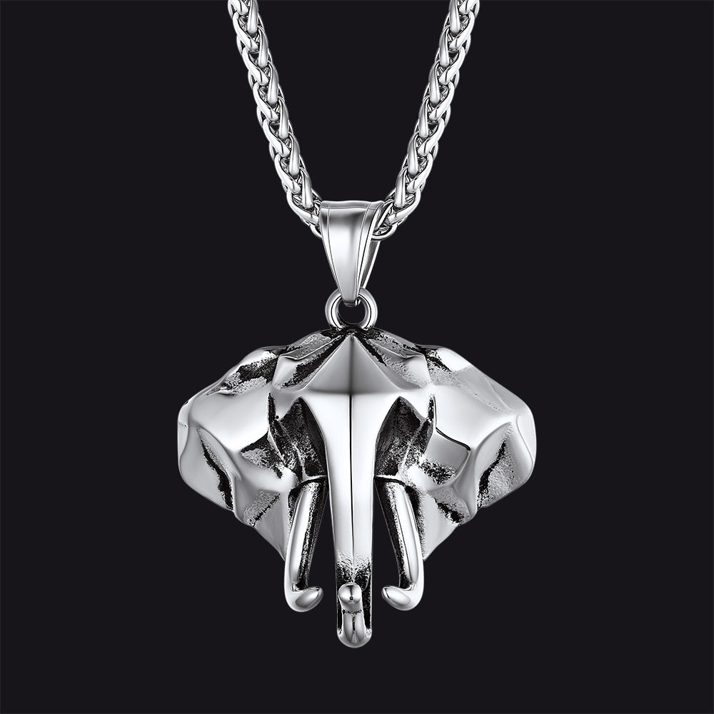 Stainless Steel African Elephant Necklace for Men