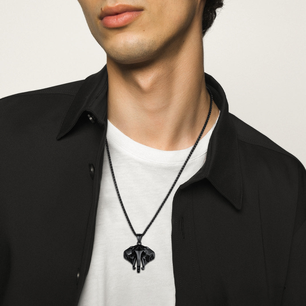 Stainless Steel African Elephant Necklace for Men