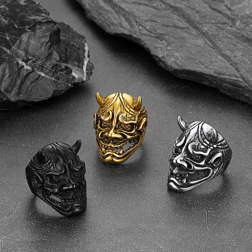 Gothic Hannya Mask Demon Ring for Men