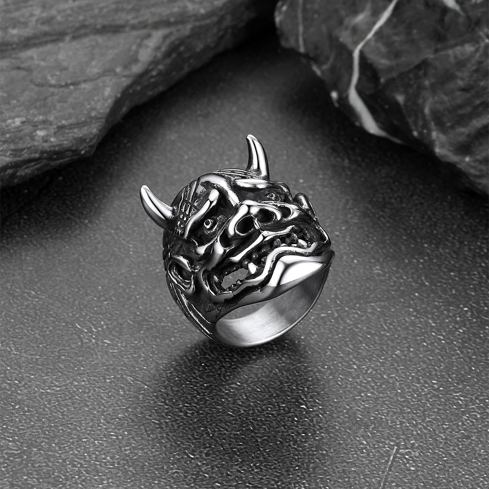 Gothic Hannya Mask Demon Ring for Men