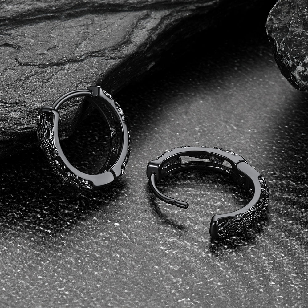Gothic Punk Dragon Hollow Hoop Huggie Earrings for Men