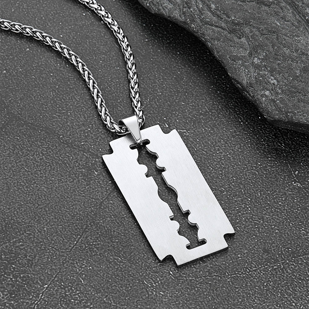 Cuban Chain & Eboy Razor Blade Necklace Set for Men