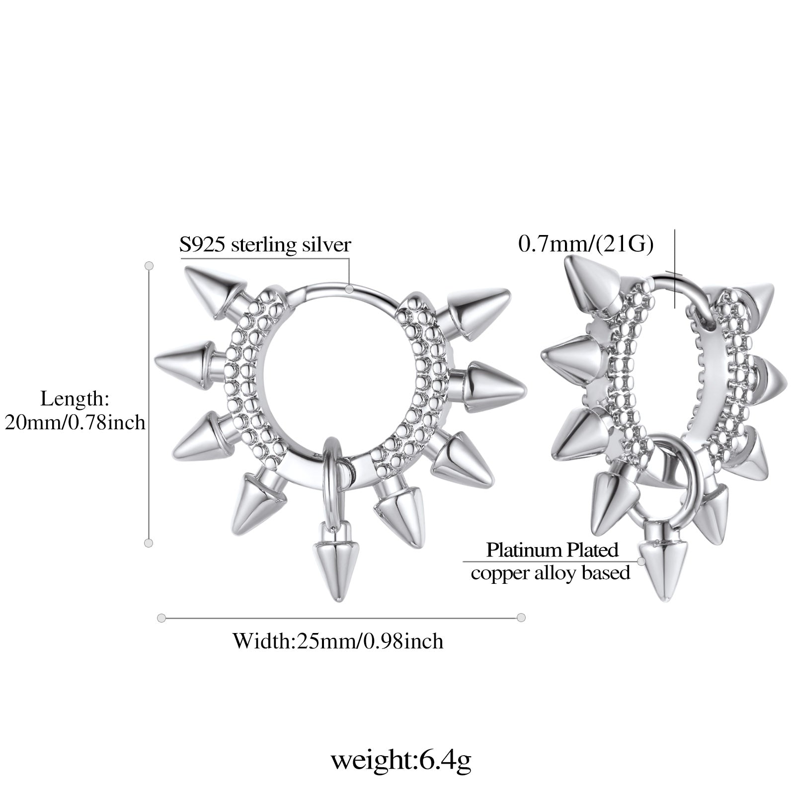 Rivet and Spike Hoop Earrings for Men