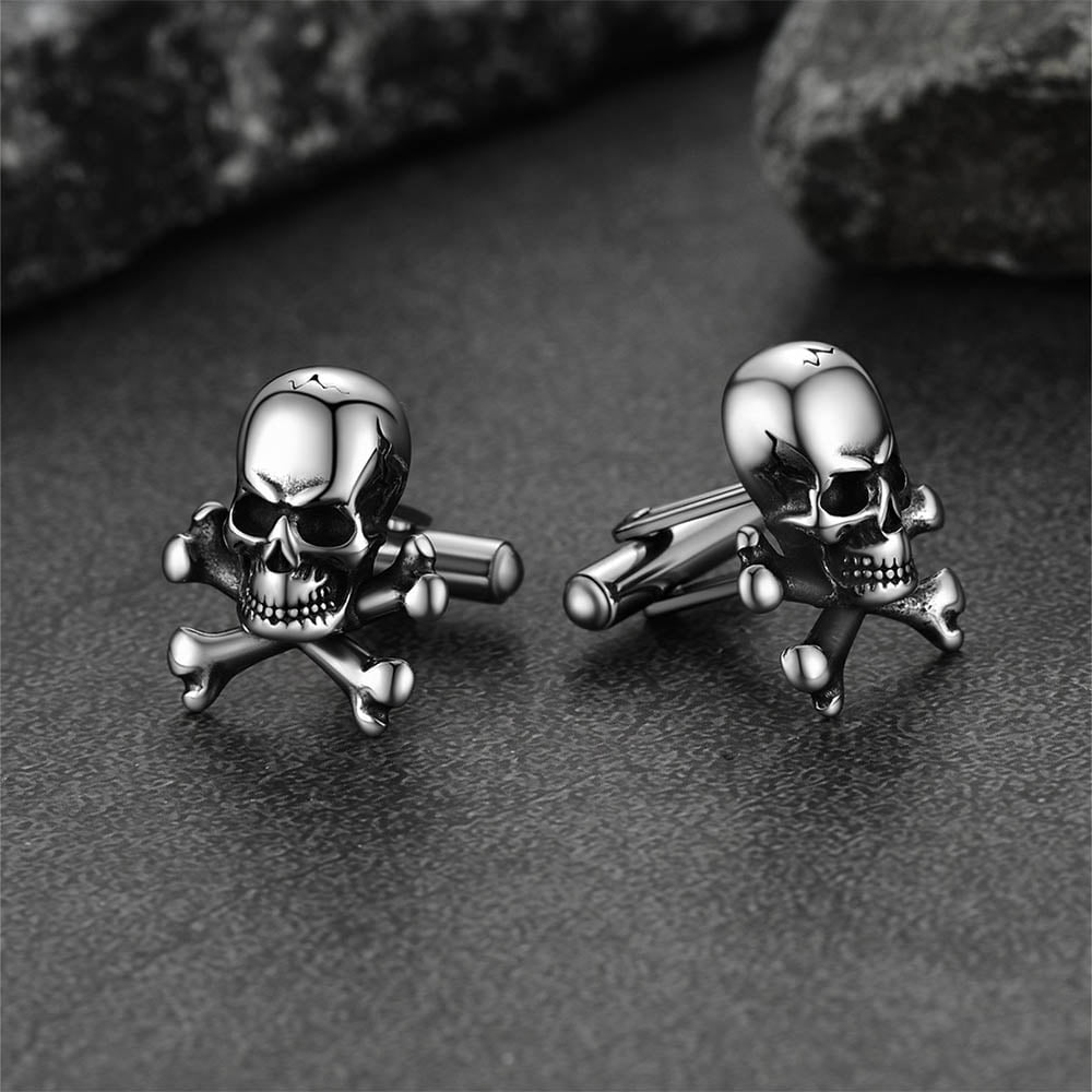 Skull Cufflinks With Pirate Crossbones For Men