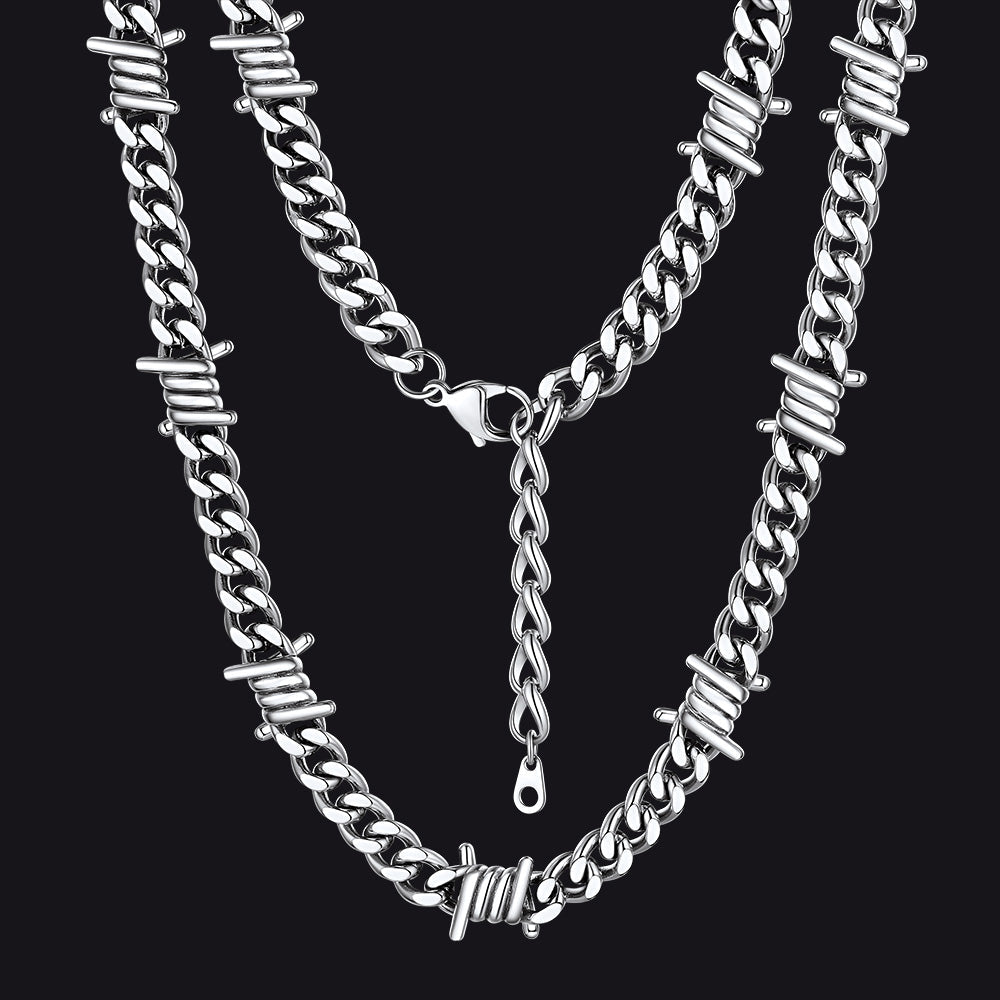 To My Men Barbed Wire Cuban Chain Choker Necklace Gift for Him
