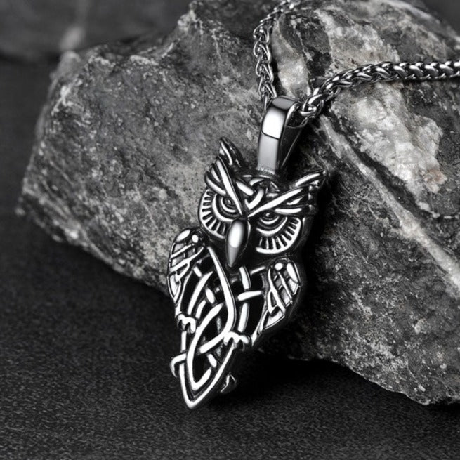Celtic Owl Pendant Necklace Amulet Jewelry for Men