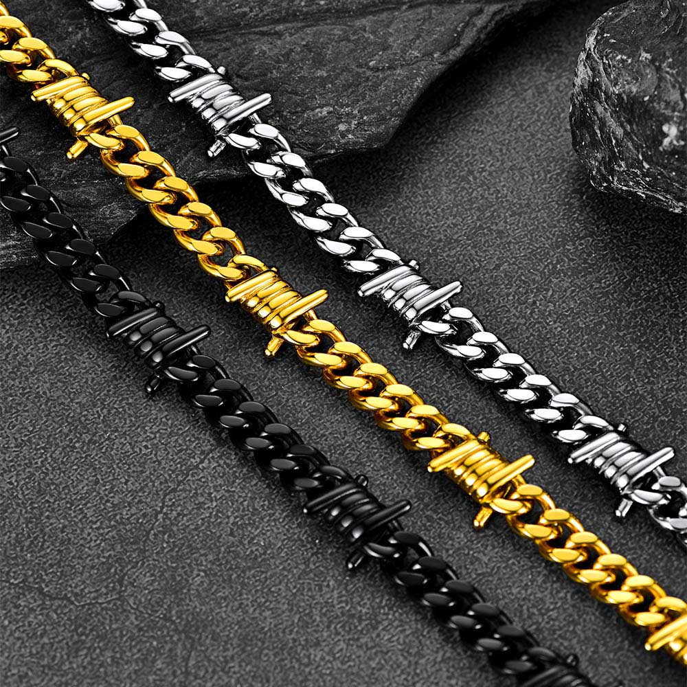 To My Men Barbed Wire Cuban Chain Choker Necklace Gift for Him