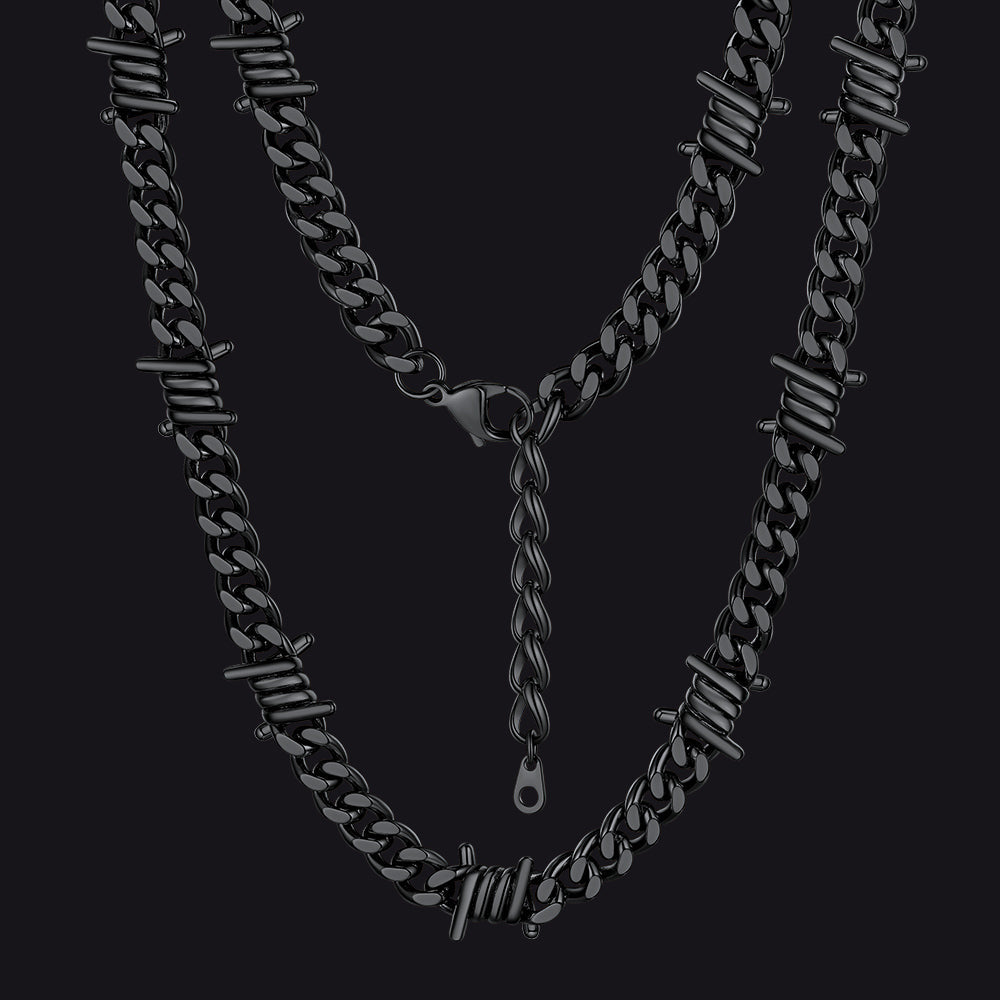 To My Men Barbed Wire Cuban Chain Choker Necklace Gift for Him