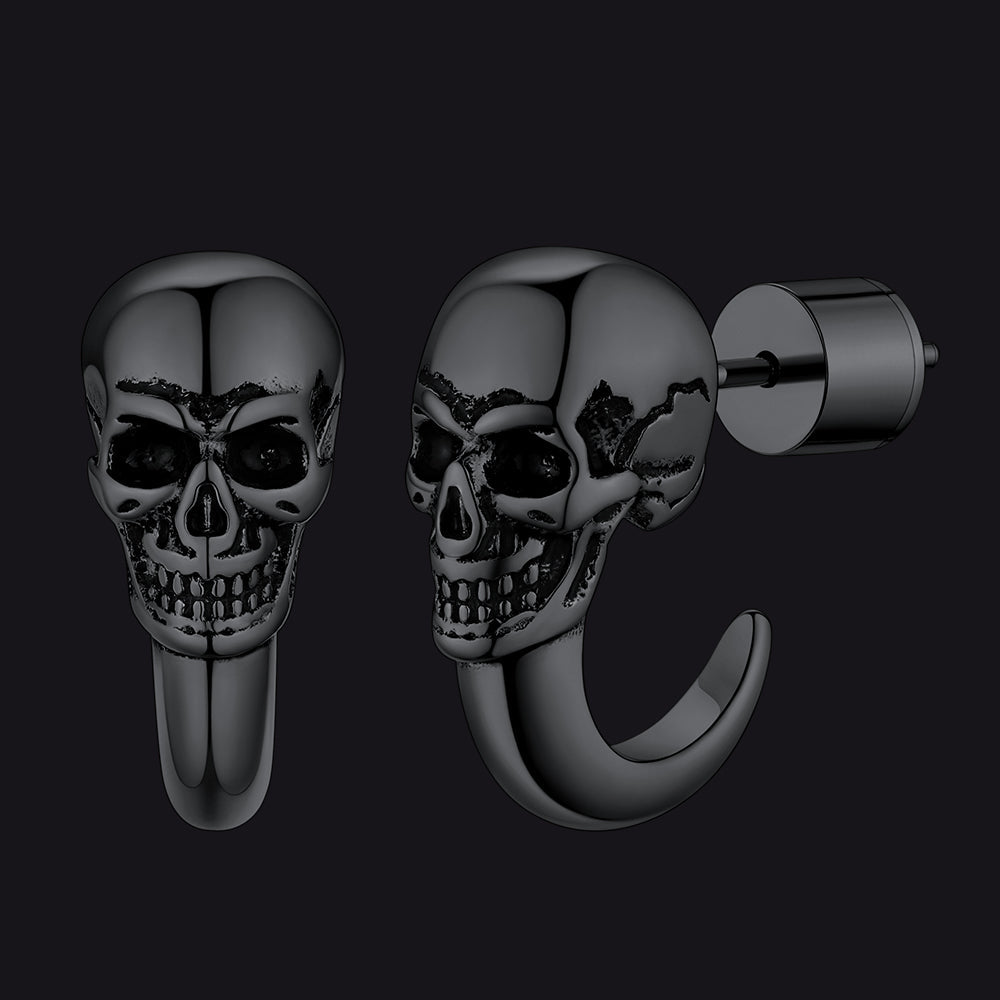 Gothic Skull Huggie Half-Circle Stud Earrings Jewelry for Men and Women