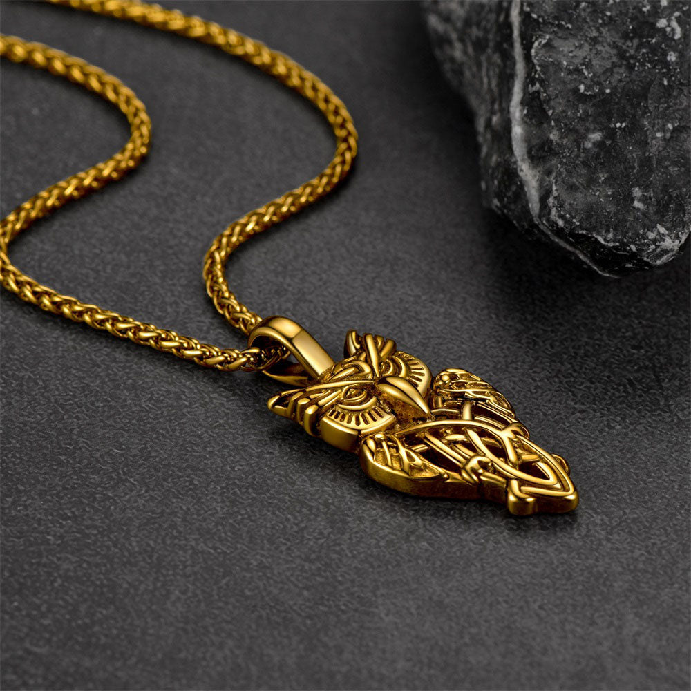 Celtic Owl Pendant Necklace Amulet Jewelry for Men