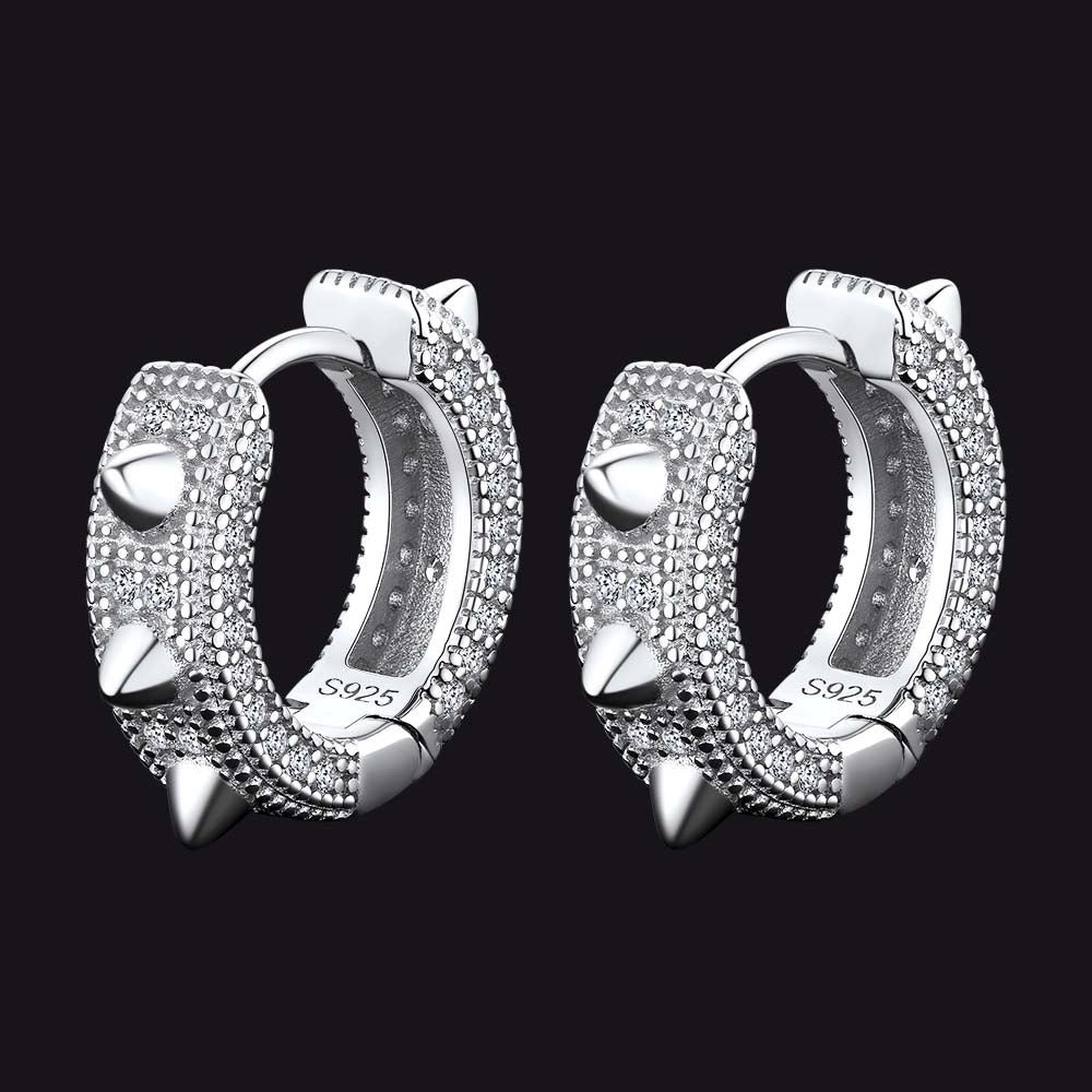 Punk Rivet Huggie Hoop Earrings For Men Women