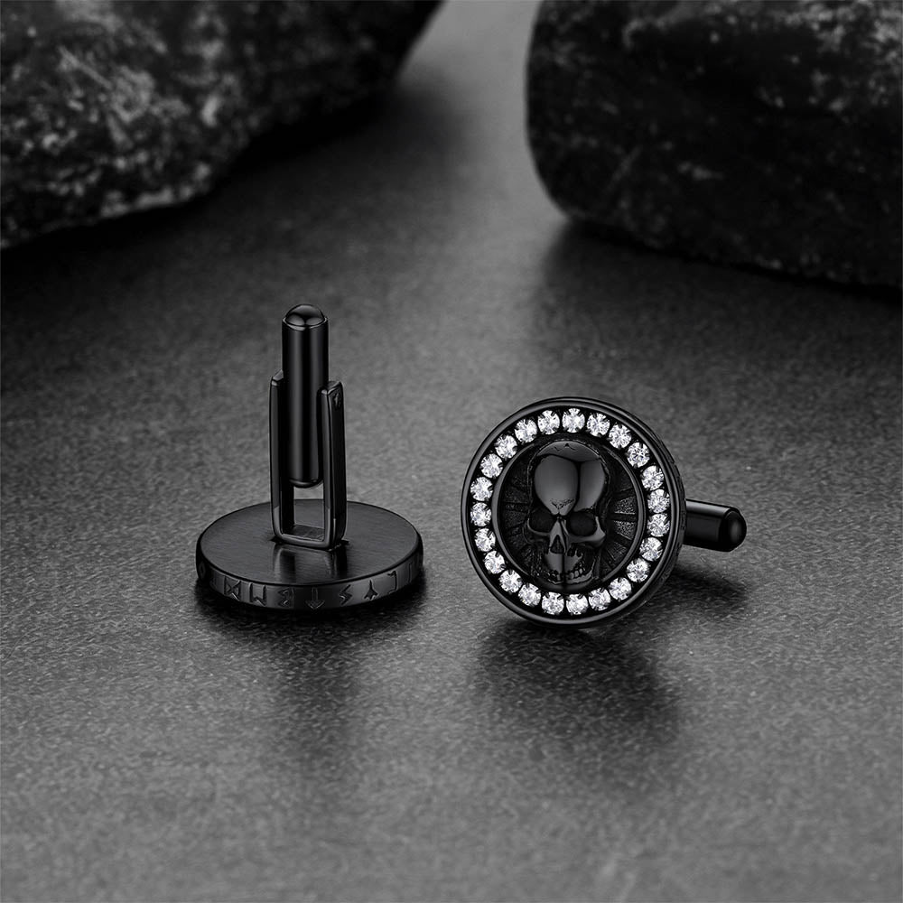 Cool Skull Cufflinks With Cubic Zirconia for Men