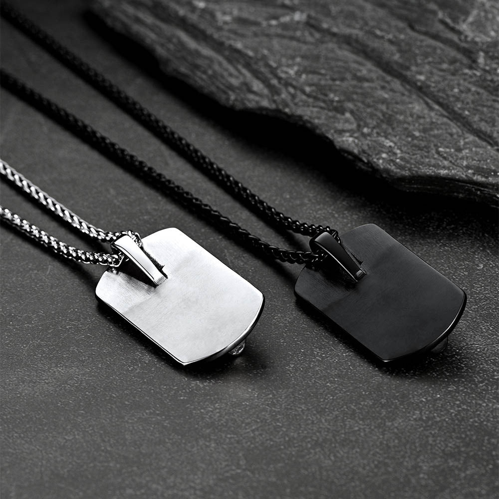 See No Evil, Hear No Evil, Speak No Evil Skulls Dog Tag Necklace for Men