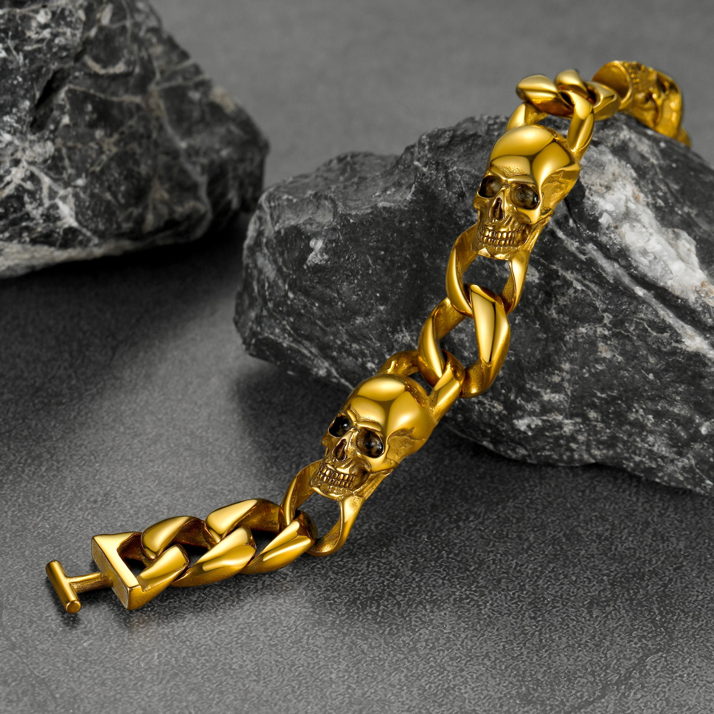 Gothic Skull Cuban Chain Bracelet For Men