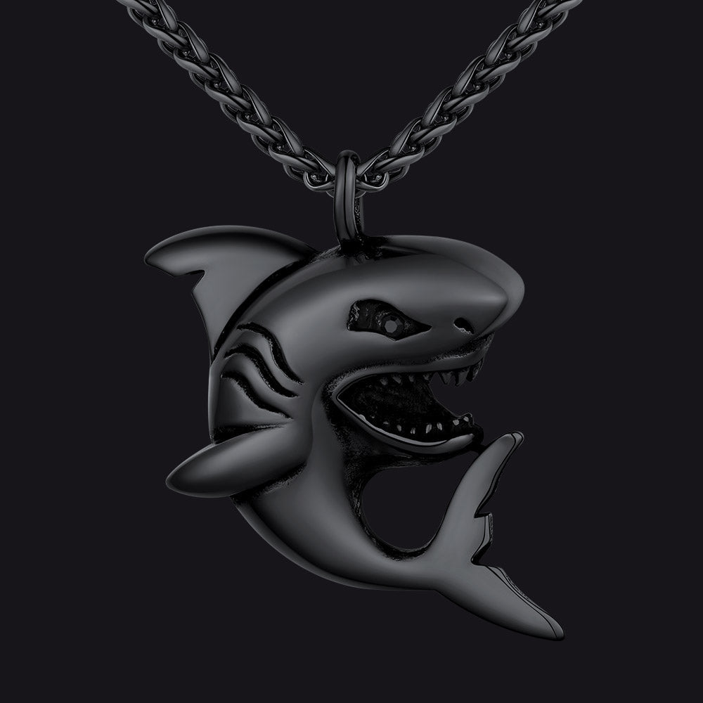 Stainless Steel Shark Pendant Necklace For Men Women