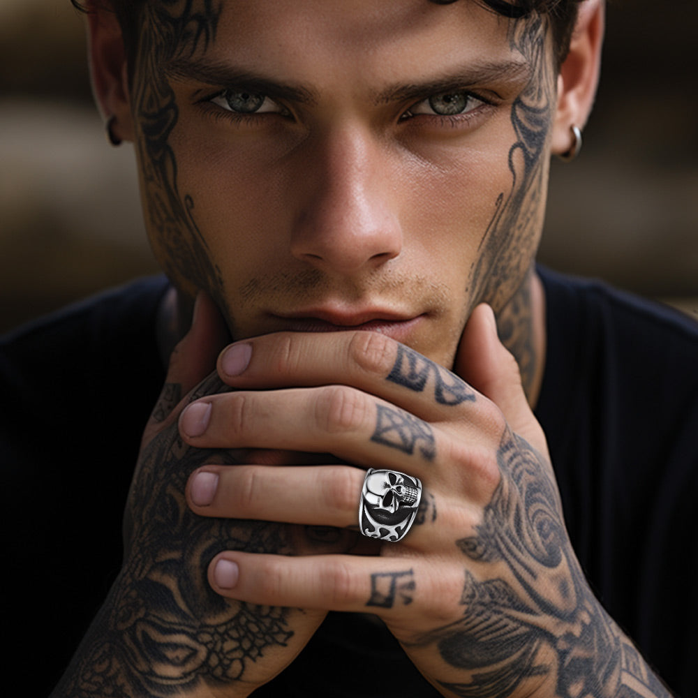 Gothic Frame Skull Ring Stainless Steel Ring for Men