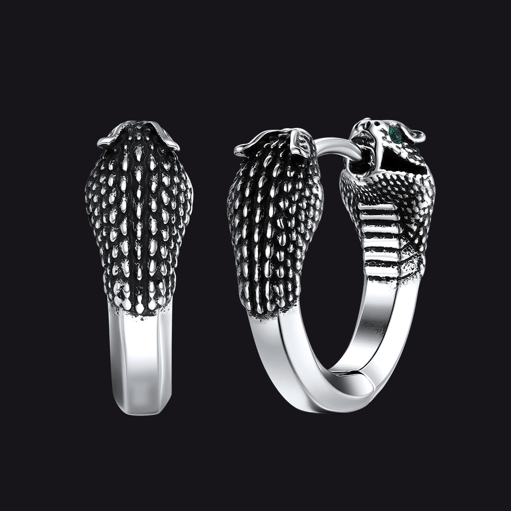 Gothic Animal Snake Hoop Earrings for Men 13mm Size