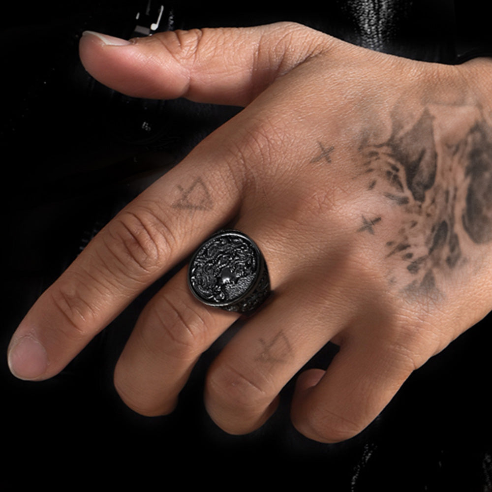 Medusa Snake Hair Ring Greek Mythology Signet Ring for Men Women