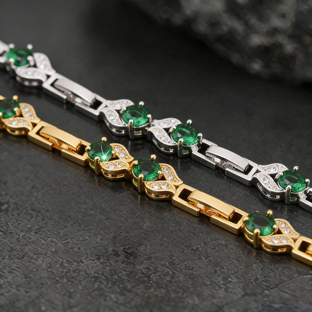 9mm Diamond Cut Gem Crystal Chain Bracelet for Women with CZ