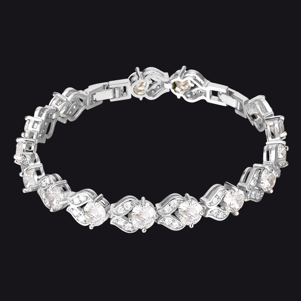 9mm Diamond Cut Gem Crystal Chain Bracelet for Women with CZ