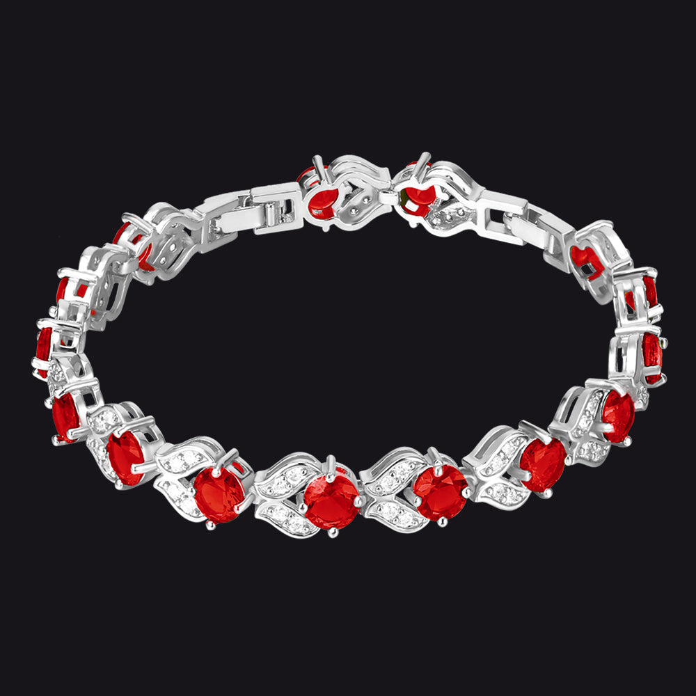 9mm Diamond Cut Gem Crystal Chain Bracelet for Women with CZ