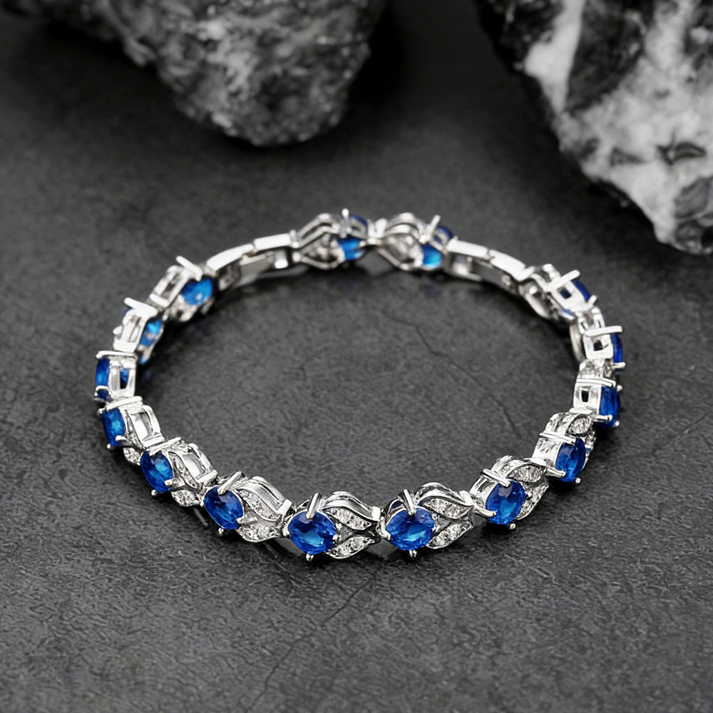 9mm Diamond Cut Gem Crystal Chain Bracelet for Women with CZ