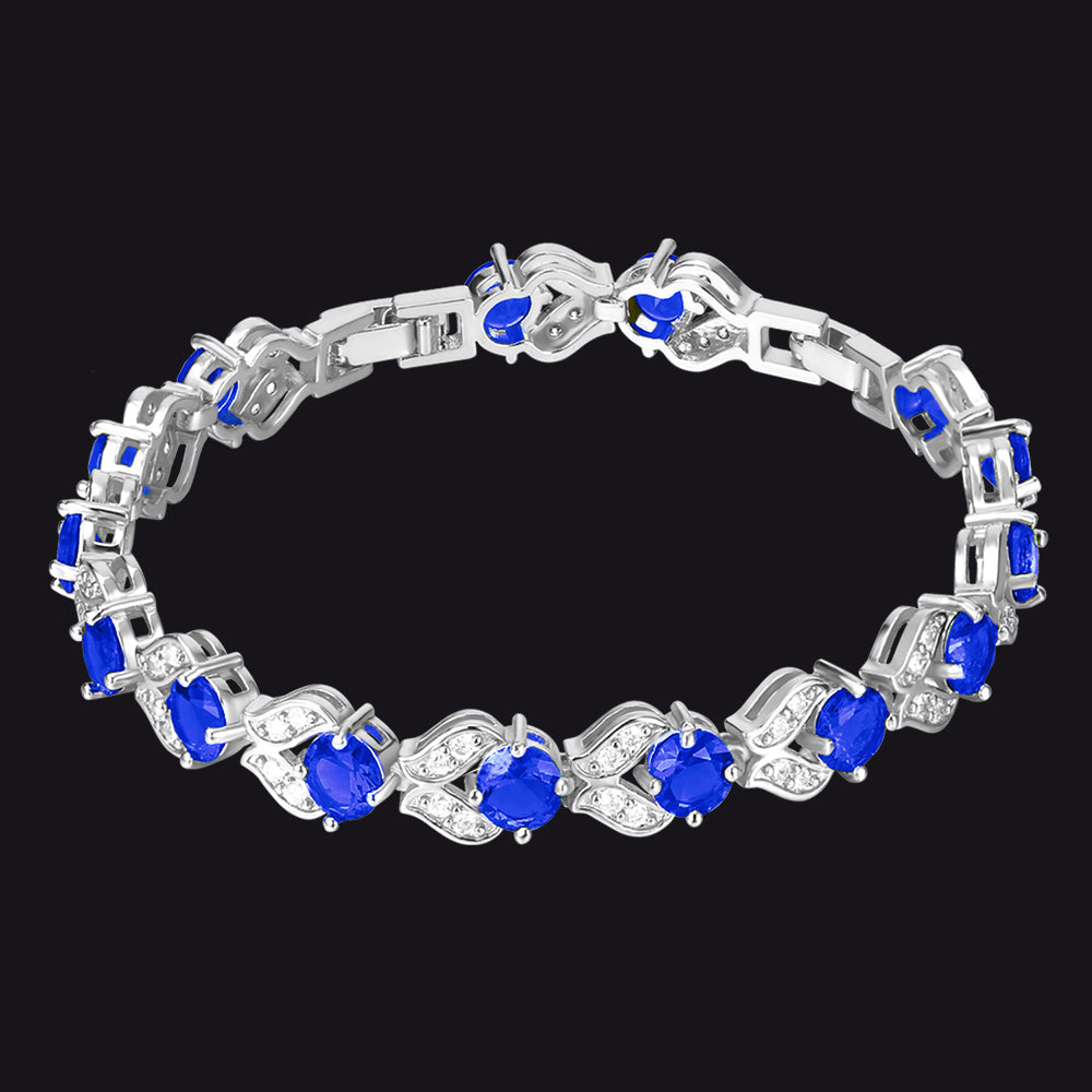 9mm Diamond Cut Gem Crystal Chain Bracelet for Women with CZ