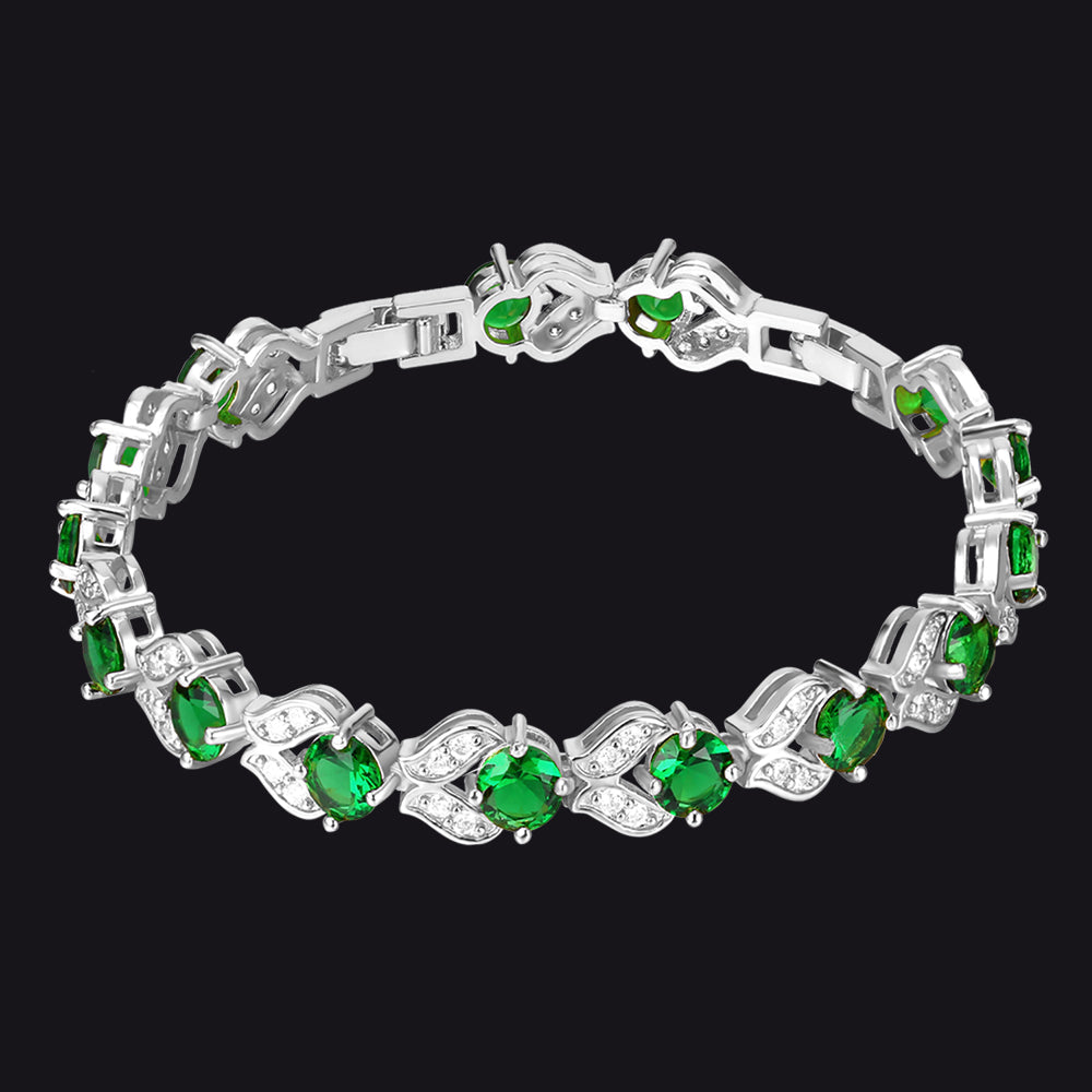 9mm Diamond Cut Gem Crystal Chain Bracelet for Women with CZ