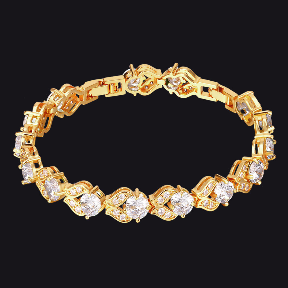 9mm Diamond Cut Gem Crystal Chain Bracelet for Women with CZ
