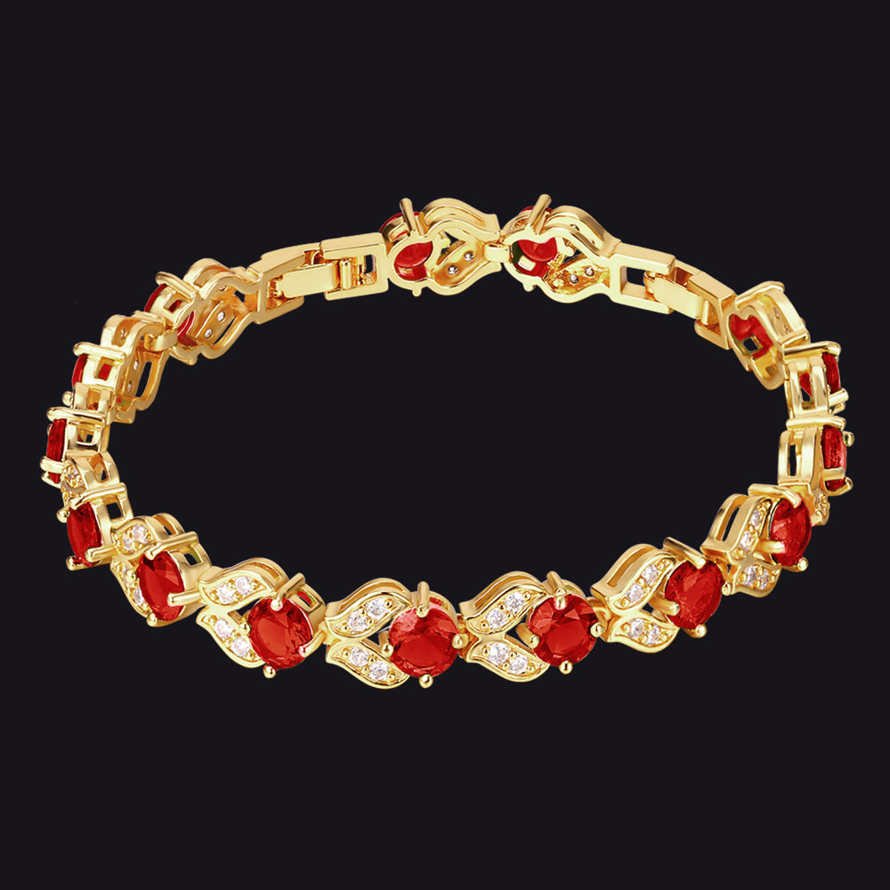 9mm Diamond Cut Gem Crystal Chain Bracelet for Women with CZ