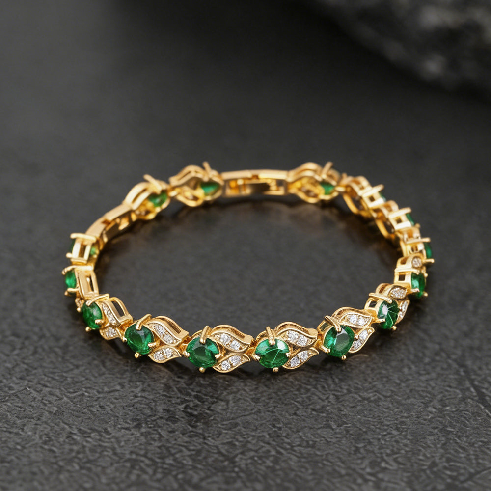 9mm Diamond Cut Gem Crystal Chain Bracelet for Women with CZ