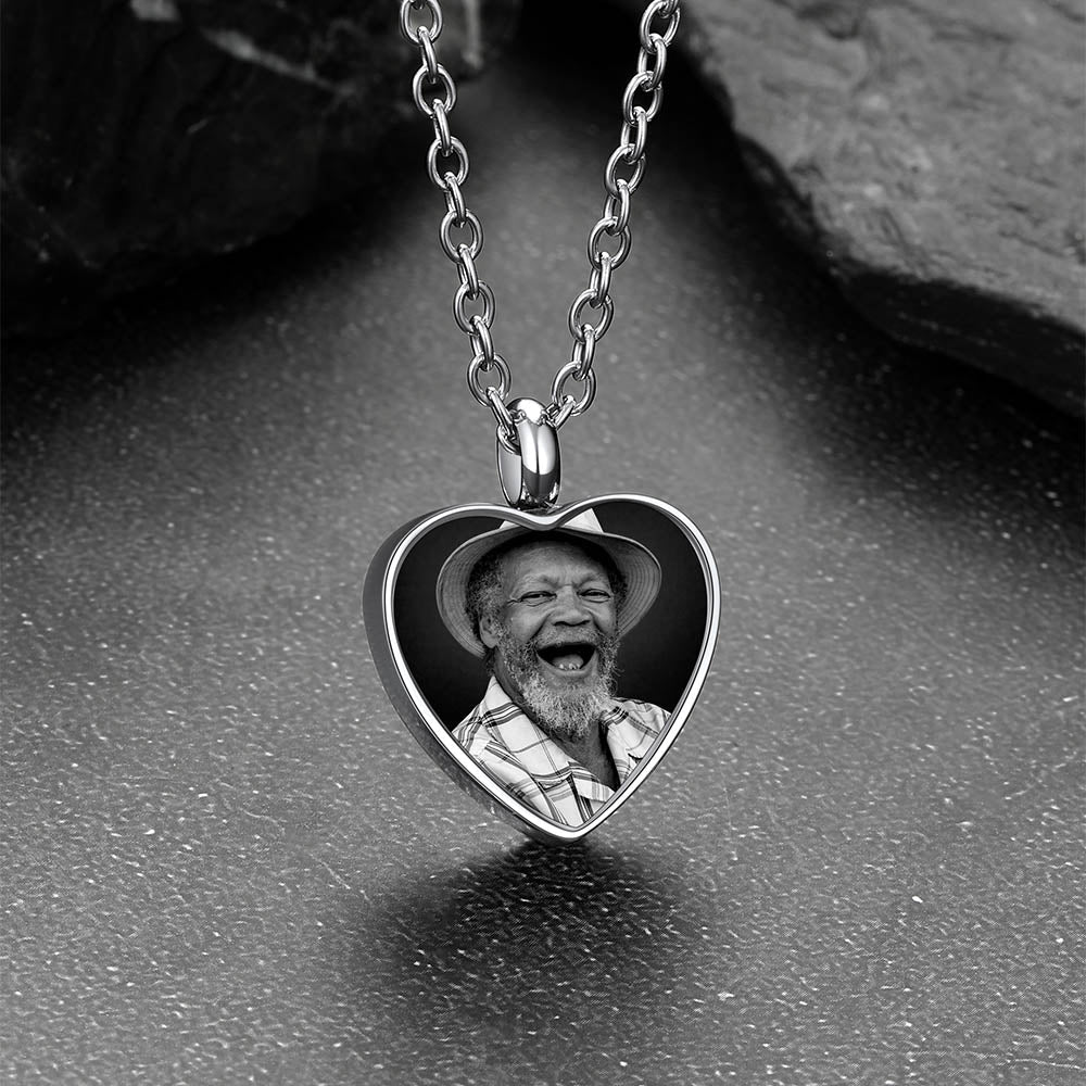 Custom Heart Urn Picture Pendant Necklaces for Ashes