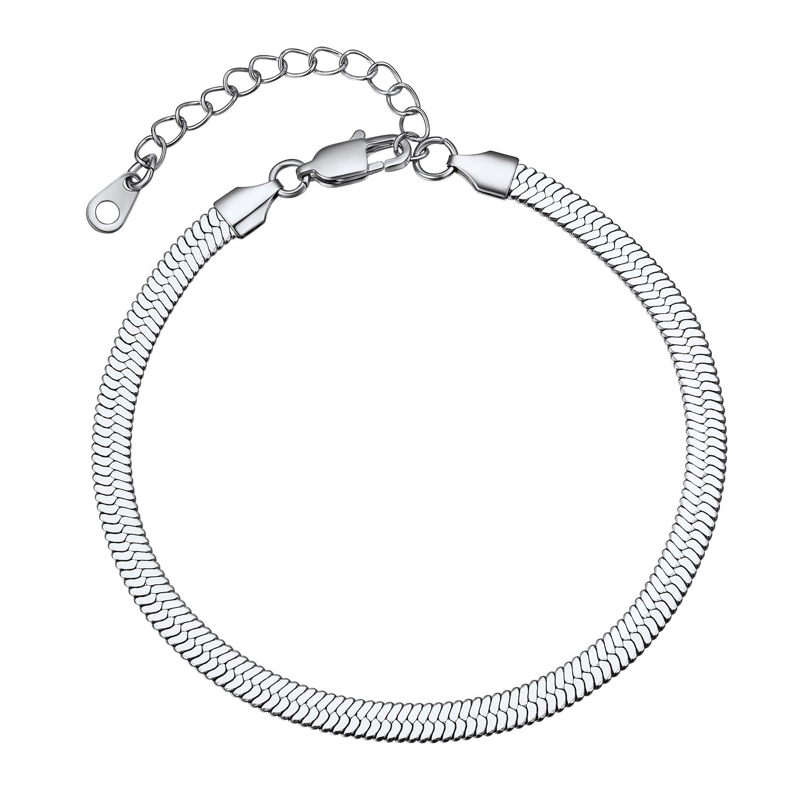 Stainless Steel Flat Snake Chain Anklet Bracelet For Women