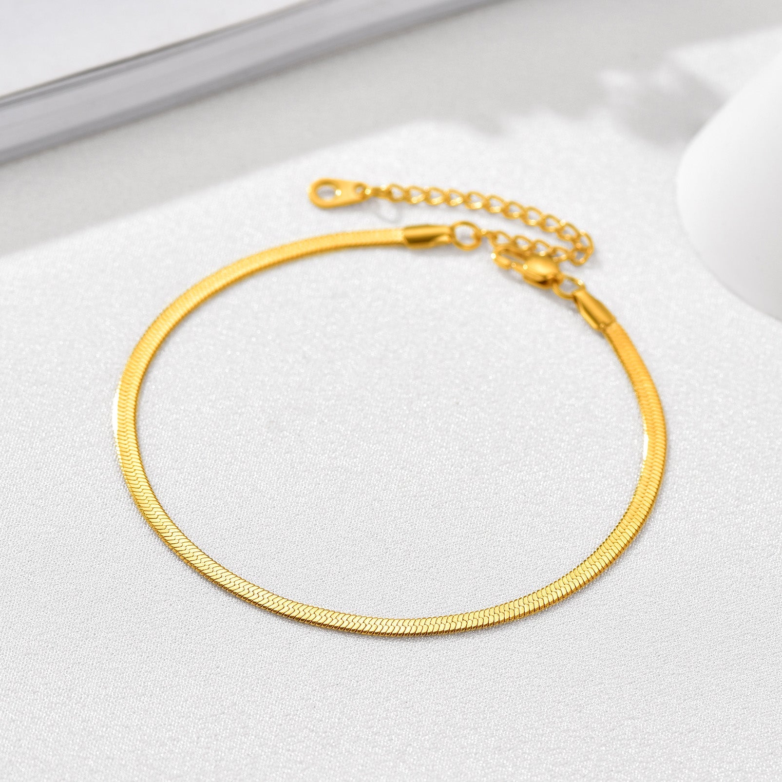 Stainless Steel Flat Snake Chain Anklet Bracelet For Women