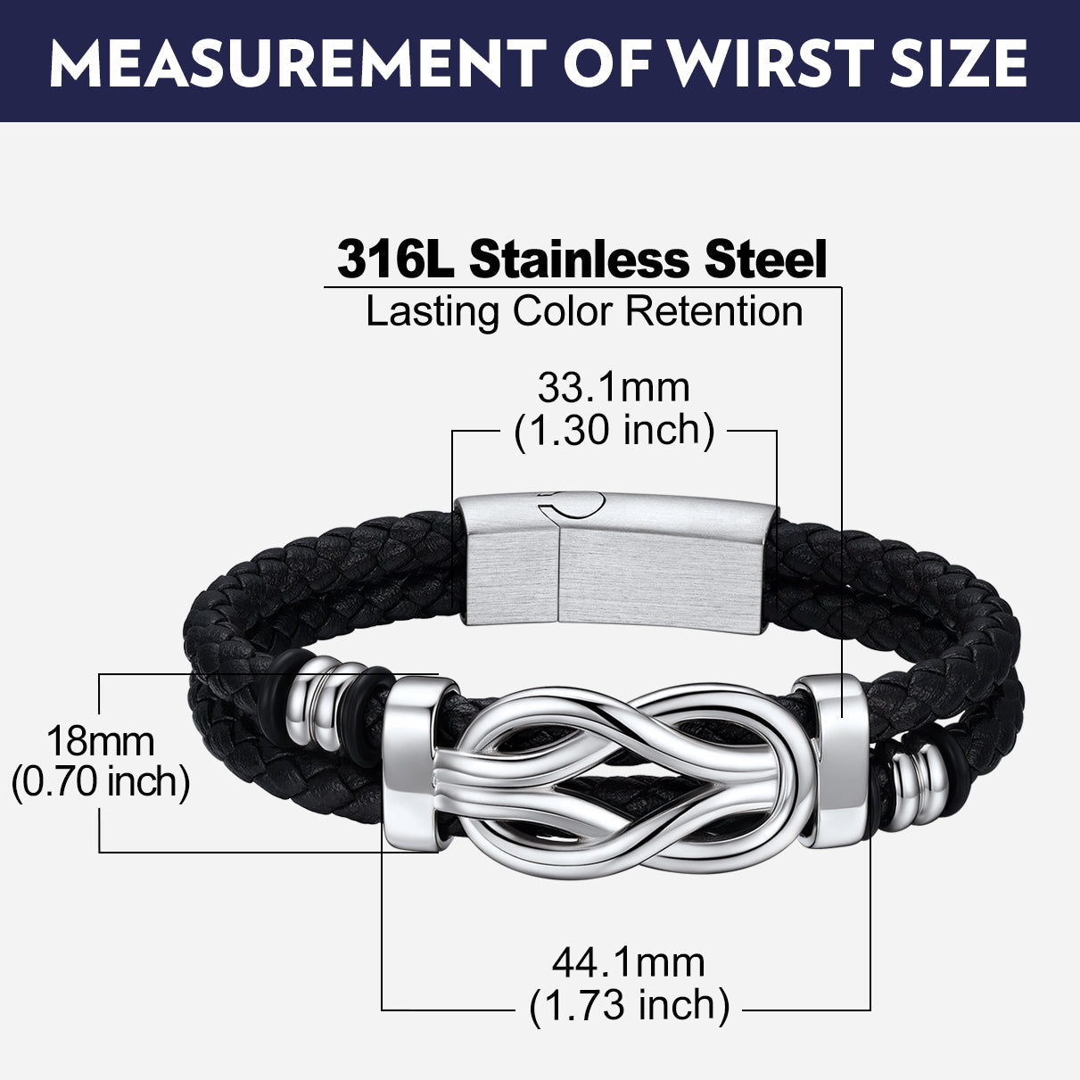 Customized Infinity Love Knot Leather Bracelet For Men