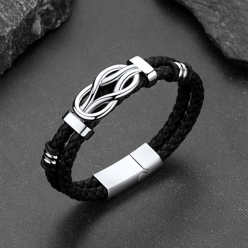 Customized Infinity Love Knot Leather Bracelet For Men