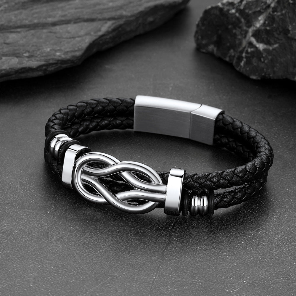 Customized Infinity Love Knot Leather Bracelet For Men