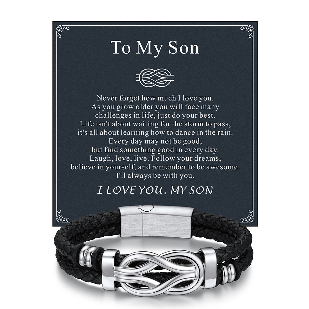 Customized Infinity Love Knot Leather Bracelet For Men