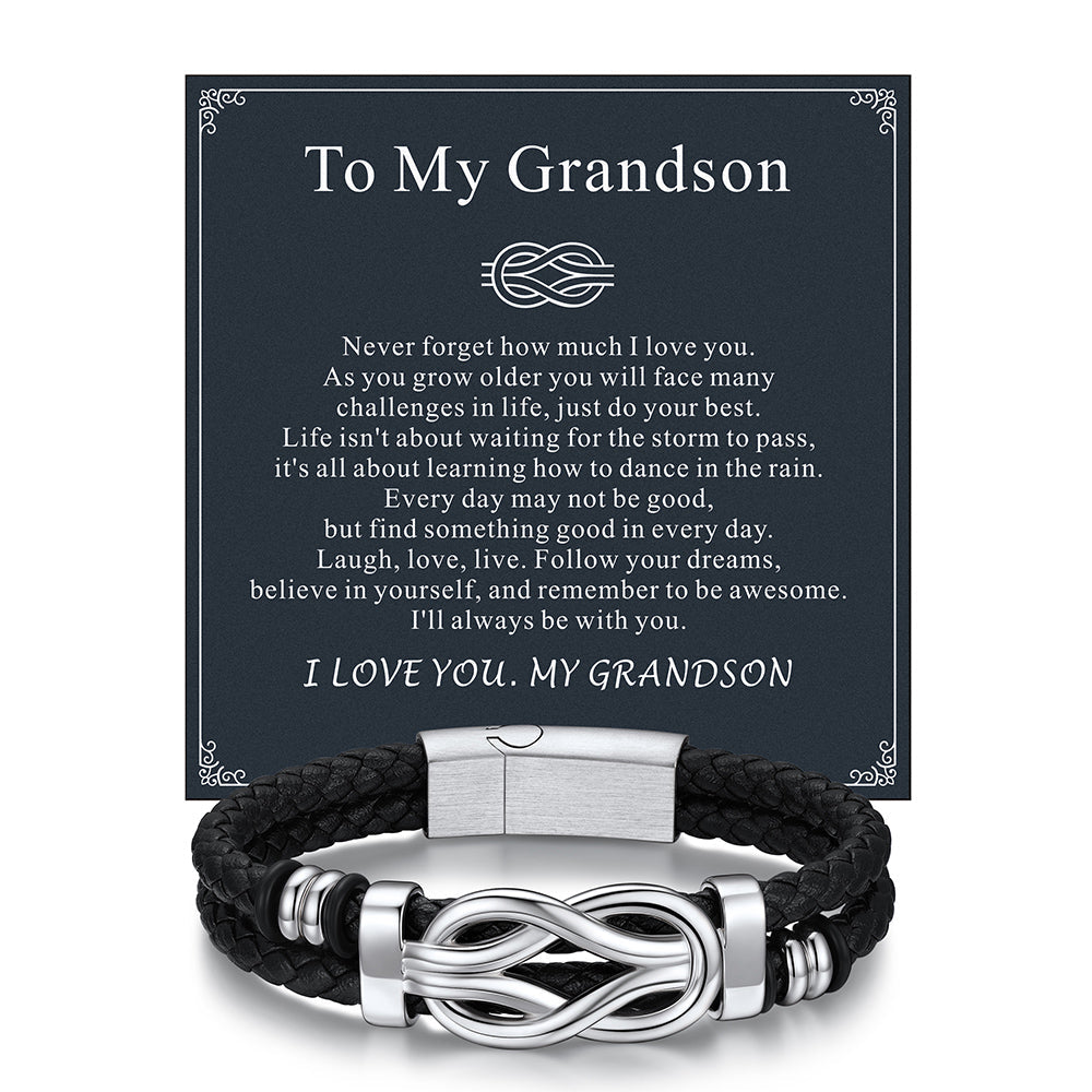 Customized Infinity Love Knot Leather Bracelet For Men