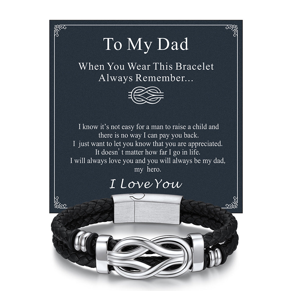 Customized Infinity Love Knot Leather Bracelet For Men