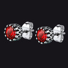 Celtic Ruby Stud Earrings for Men in Stainless Steel 15