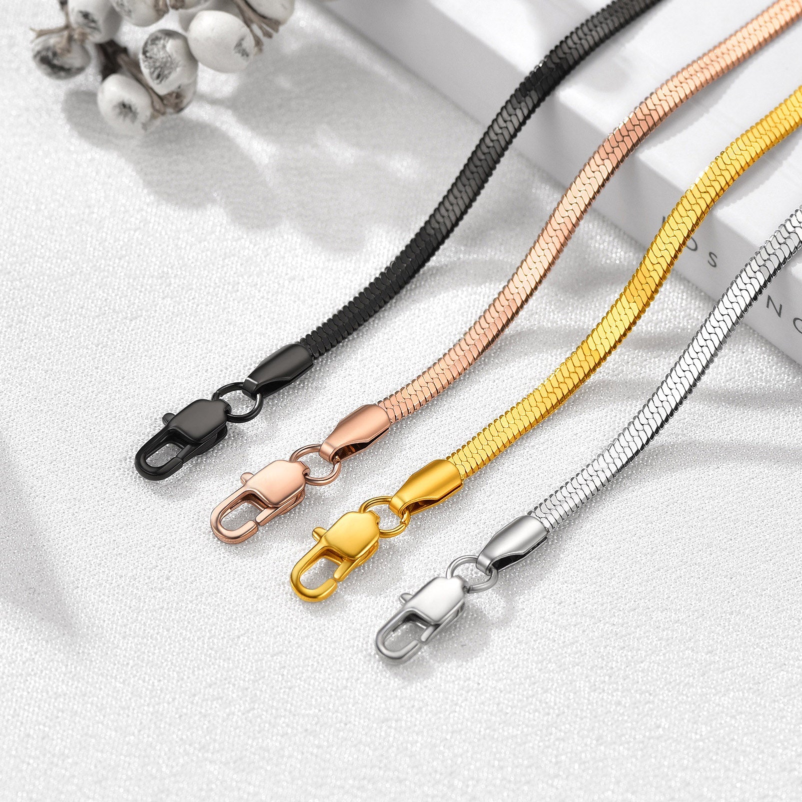 3mm/5mm Width Snake Chain Bracelet for Women Men