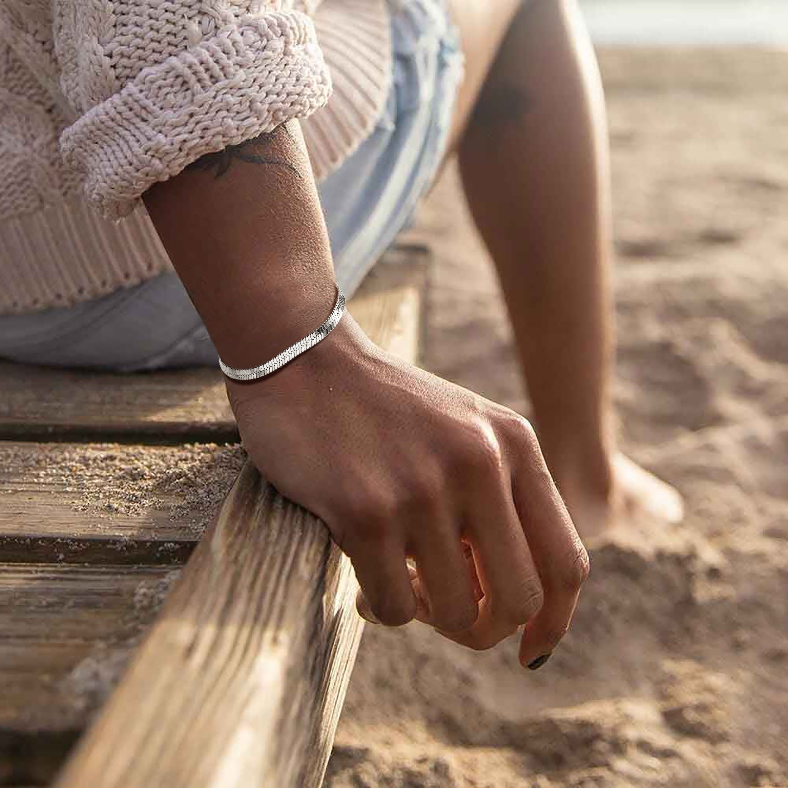 3mm/5mm Width Snake Chain Bracelet for Women Men
