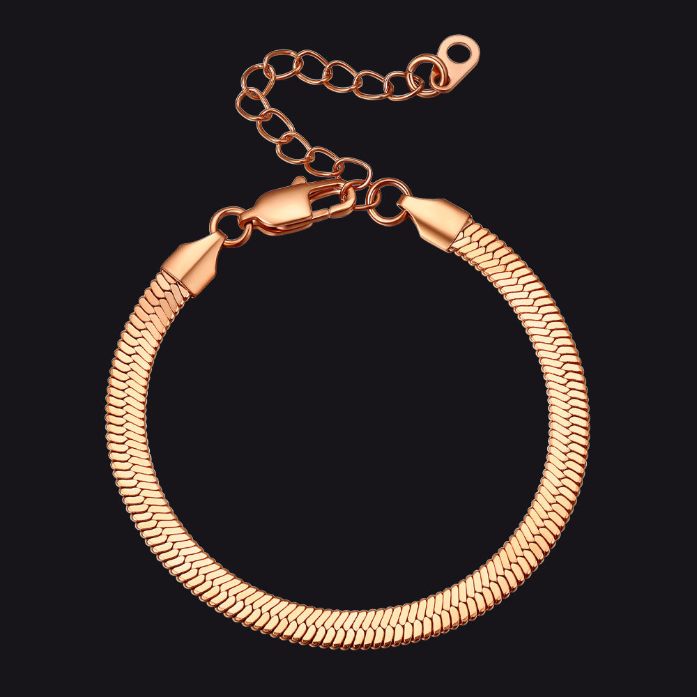 3mm/5mm Width Snake Chain Bracelet for Women Men