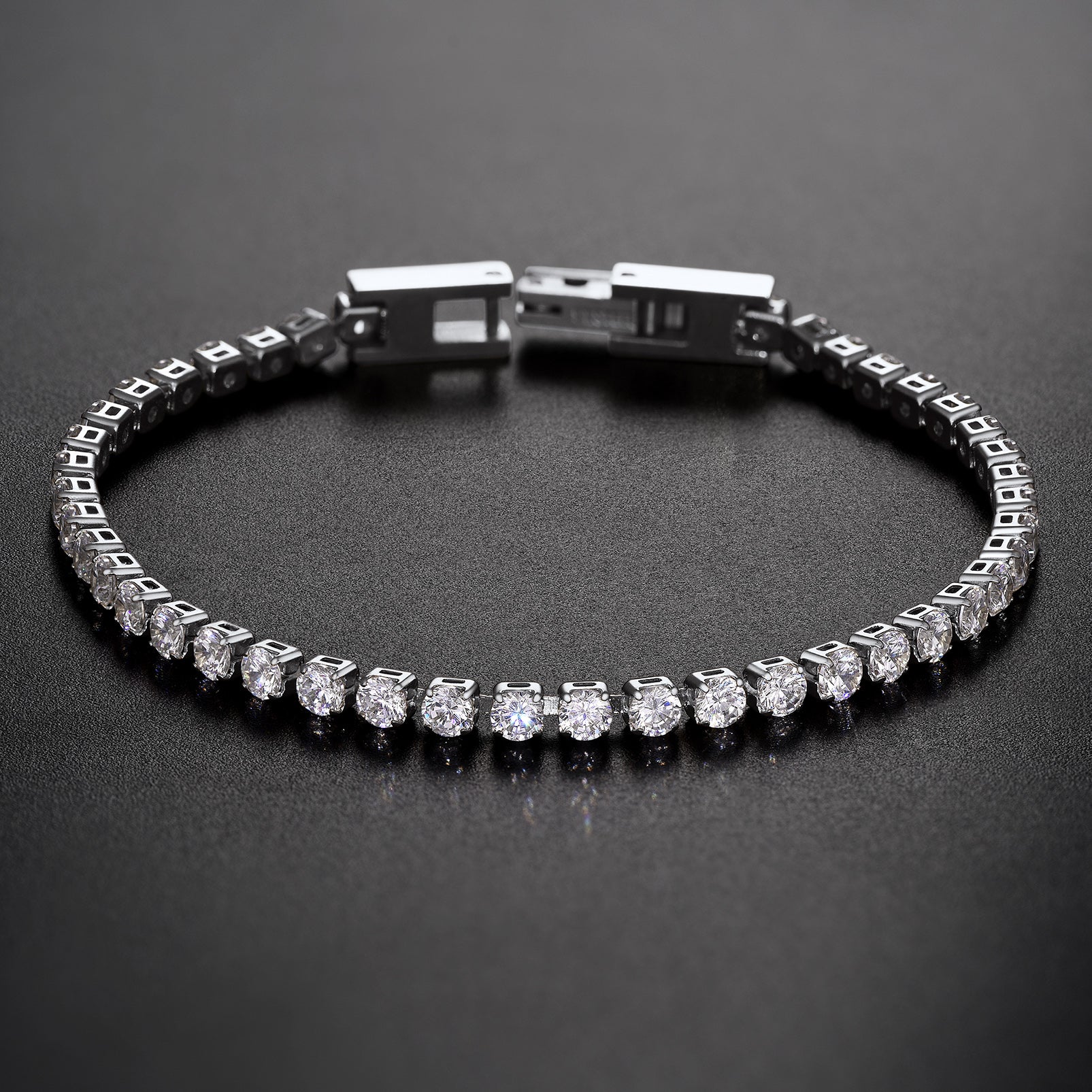 CZ Diamond Cut Tennis Chain Bracelet for Men and Women, 3/5mm Width