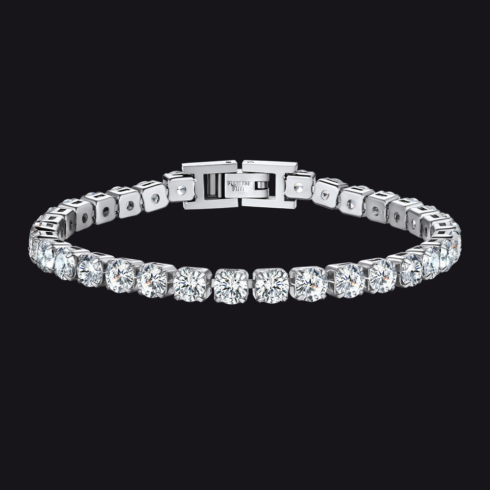 CZ Diamond Cut Tennis Chain Bracelet for Men and Women, 3/5mm Width