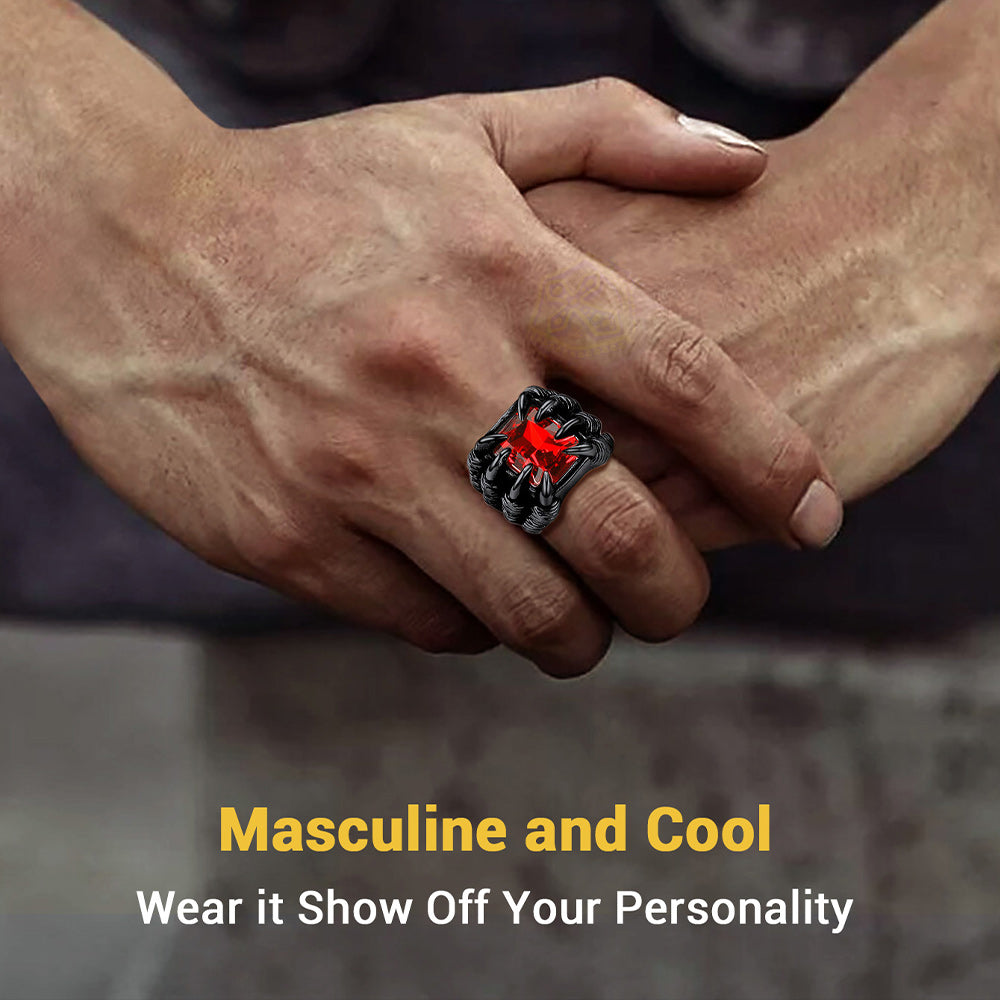 Crystal Dragon Claw Stainless Steel Gemstone Ring For Men
